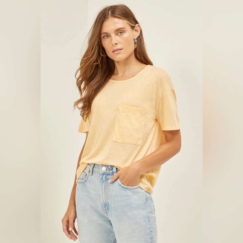 NWT Three Dots Recycle Jersey Short Sleeve Pocket Tee Size Small